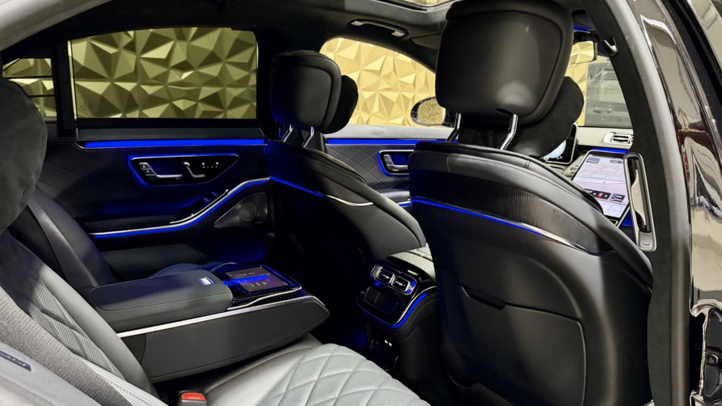 Mercedes S-Class interior &mdash; cream quilted leather First Class